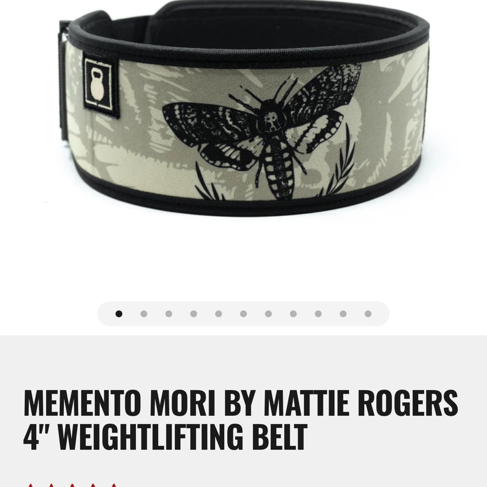 Memento Mori by Mattie Rogers Weightlifting Belt - Black and Gray